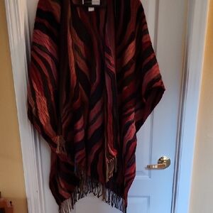 Striped Multicolor Shawl with Fringe